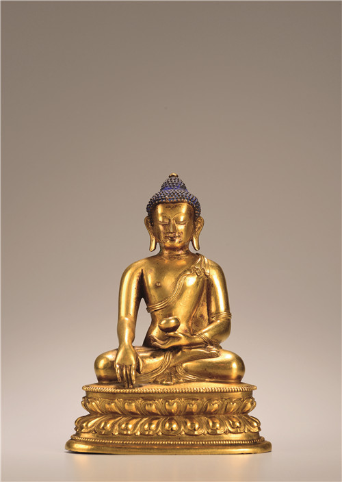 清乾隆铜鎏金释迦牟尼佛像-艺术品-爱涛拍卖